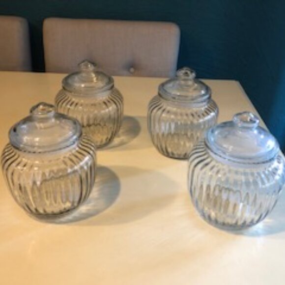 SET OF 4 / WIDE MOUTH GLASS STORAGE JARS WITH AIRTIGHT GLASS LID - Picture 7 of 7
